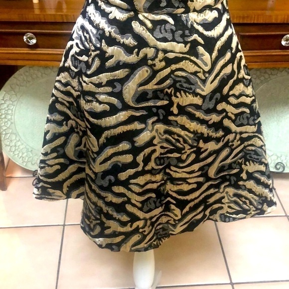 Design Lab (Lord& Taylor) Black/ Gold Animal Print Jacquard Cocktail Dress Sz S - Picture 5 of 16